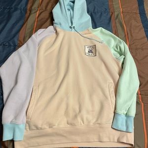 Teddy Fresh Pale Pastel Color Block Hoodie XL Like New